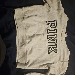 PINK Victoria's Secret Light Gray Off-the-Shoulder Sweater